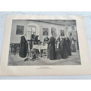 In The Refectory, Wilhelm Riefstahl, Monks, Monastery, Book Page, 1888